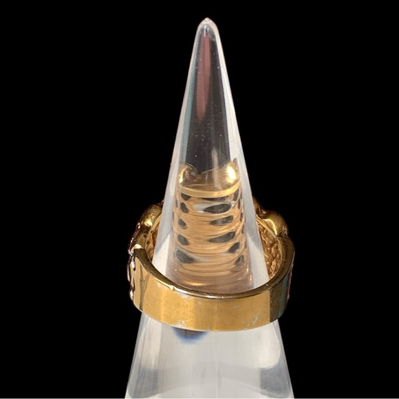 Mens Gold Plated Clear Crystal Stones Nugget Ring Fashion Jewelry Bling - Picture 5 of 8